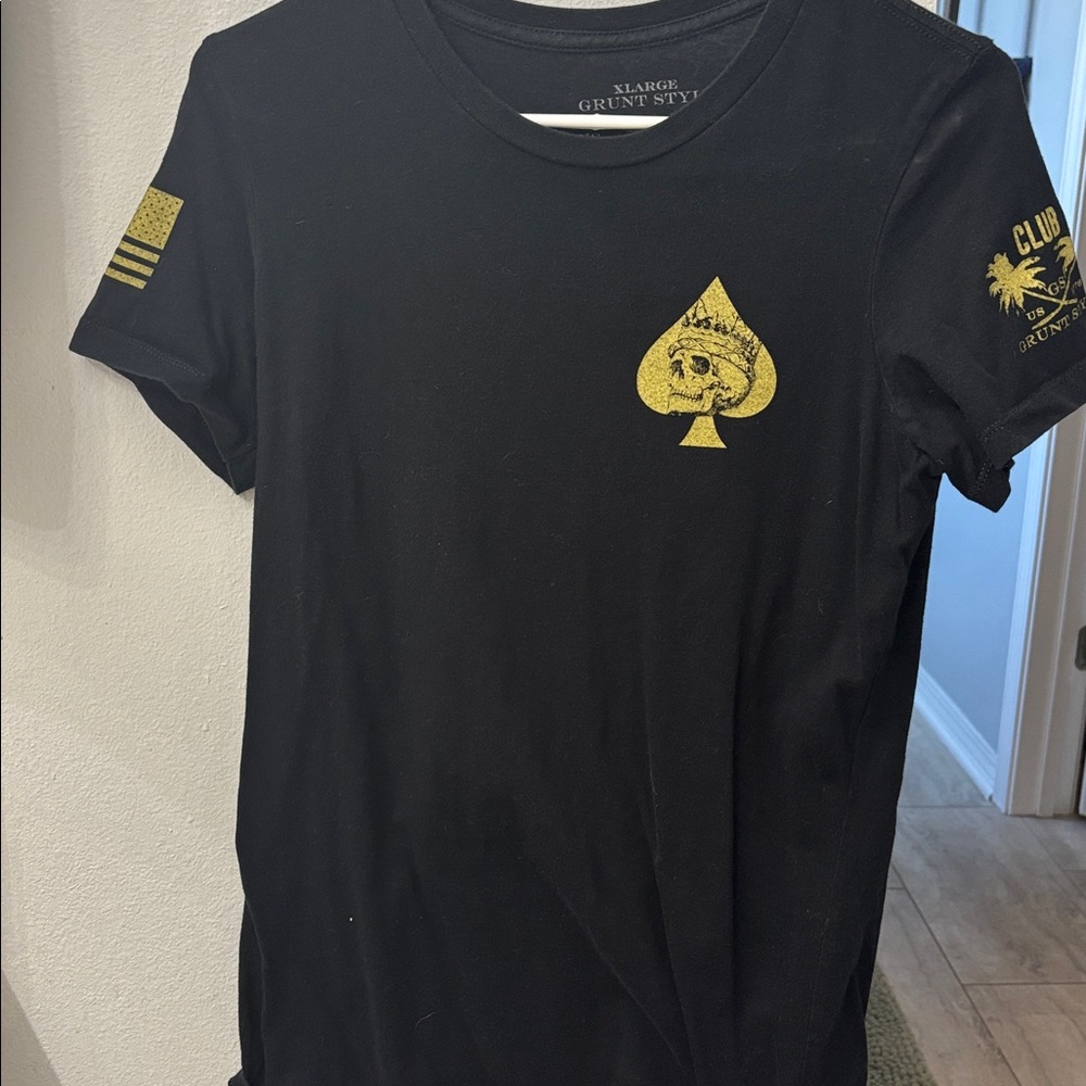 Grunt Style Black Tee with Gold Palm Graphics